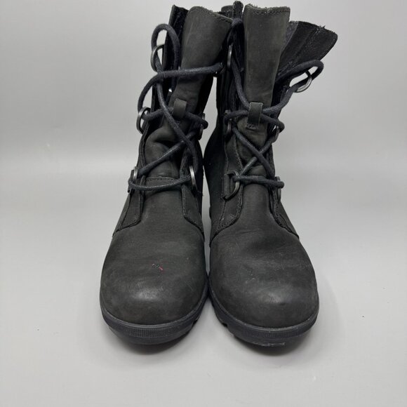 Sorel Joan of Arctic Wedge II Ankle Boots Womens 10 Black Leather Booties - Picture 4 of 9